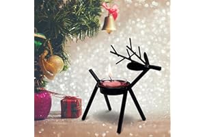 BELLE VOUS Candelabro Navidad Velas de Té (Pack de 6) - Portavelas en Forma de Reno para Decoraciones de Navidad – Portavelas Navidad de Metal, Fiestas, Decorar Mesa, Chimenea, Sala de Estar