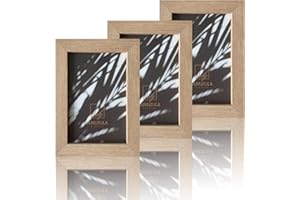 VUVUZULA Bilderrahmen 10x15cm Holz Fotorahmen 4x6 Zoll Holzrahmen MDF Rahmen 10x15cm in Natur 3er Set