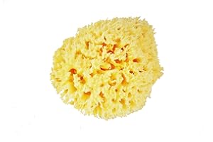 MADACHA Eponge de mer Honeycomb/Nid d'Abeille - Jaune 5" / 12.5 cm - Idéale pour visage, démaquillage, peau bébé