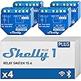 Shelly Plus 1 | WiFi & Bluetooth Smart Relay Switch | Home Automation | Alexa & Google Home Compatibility | iOS Android App | No Hub | Lighting and Garage door Control (4 Pack)