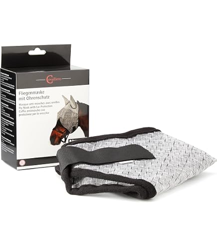 Shires Maschera Antimosche Per Cavalli A Rete Fine – Con Orecchie E Protezione Naso, Tessuto Air Stream, Protezione UV, Taglia XSmall Pony, Colore Nero - 4