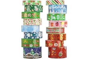 NUOGUAYI Washi Tape Weihnachten, Washi Tape Set, Dekoratives Klebeband, Weihnachten Wash Tap Set Selbstklebendes, für Weihnachte Handwerk DIY Scrapbooking Geschenk Verpackung Dekorationen