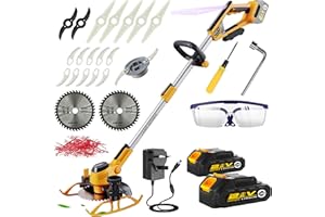 WeeLun Cordless Grass Strimmer & Edger 21V with 4Ah Battery and Charger 700W Garden Strimmer Electric with 5 Types Blades Adjustable Telescopic Handle For Garden Brush Cutter Clearing Weeds