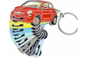 3dcrafter Keyring for Fiat 500 car accessories merchandise for drivers made from metal chrome green blue white and many colors