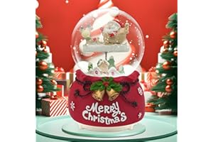 ‎DAIXILAN Daixilan Weihnachten Schneekugel Laterne Musical, Schneekugeln Weihnachten mit Musik, Glitter Schneeflocken Eiszapfen beleuchtet Santa Claus dekorative Laterne(Schlitten)