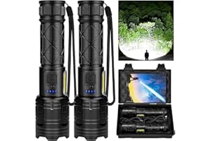 Lylting Lampe Torche LED Ultra Puissante, 100 000 Lumens Super Bright Lampe Torche Rechargeable, 7 Modes Réglables IPX6 Étanche, Lampe Torche Puissante Tactique Pour Camping, Randonnée