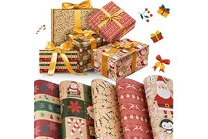 YAMAIDUO Rollo Papel Regalo Navidad Rollo Grande 5 Rollos, 43x300cm Papel de Regalo Navidad, Papel Regalo Infantil, Motivos Navideños Christmas Wrapping Paper
