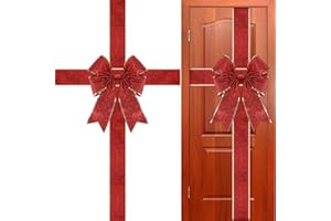 Geosar Weihnachten Küchen Dekoration Schrank Bänder Weihnachten Schleifen für Schrank Türen Schrank Schleifen Feiertag Festliche Schrank Tür Bänder Rote Weihnachten Tür Bänder und Schleifen