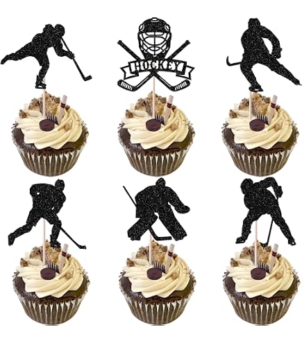 Eishockey-Kuchenaufsätze, 41-teilig – Glitzernde Deko Für Geburtstag & Mottoparty
