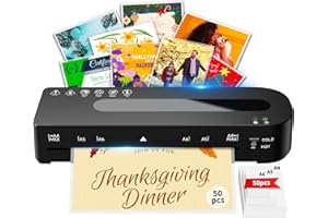 MAXDONE Laminator A4 Laminator Machine - Cold and Thermal Laminator Machine with 50 Laminating Pouches, Laminating Machine 80-125 Mic and 90-s Warm Up A4/A5/A6 for School Home (Black)