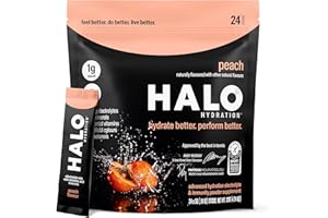 HALO SPORT HALO Hydration Pesca - Bevanda elettrolitica in polvere - Integratore alimentare ricco di vitamina C e zinco per idratazione completa - Cheto, vegano e con poche calorie - 24 Bustine