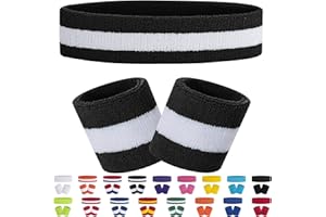 FACATH Ensemble de Bandeau de Sport Ensemble de Bracelet de Bande de Sport Bracelet en Tissu éponge Exercice athlétique Bande de Poignet de Basket-Ball Bandes Absorption de la Sueur de l'humidité