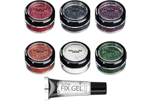 Moon Terror - Brillantina para el Rostro y el Cuerpo para Maquillaje de Halloween - 5g - ¡Añade fácilmente destellos a tu look de terror como un profesional! (Juego de 6)