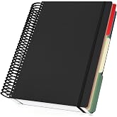 Yarotm Notebook A4 Squared &ndash; Spiral Notebook 23.5 x 29.7 cm &ndash; 90 g/m&sup2; Paper Notebook A4 Squared 5 mm &ndash; Black Notebook A4-120