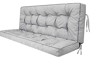 Bjird Coussins pour Bancs de Jardin - Coussins Assise & Dossier Souples - Chaise Longue, Banc de Jardin, Balancelle, Sol - Imperméables, Motif Matelassé, Sangles d'attache - 180 cm Cendre