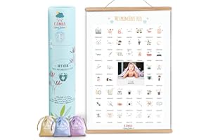 CAMIA LOVING BABIES AFFICHE MES PREMIERES FOIS : cadeau naissance pour bébé Fille Garçon, cadeau baby shower, Boite a souvenir bebe, kit naissance, future maman (COFFRET AFFICHE + BAGUETTES + STYLOS)