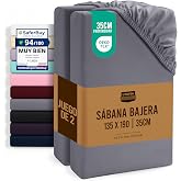 Utopia Bedding Set of 2 Fitted Sheet 135 x 190 cm &ndash; Grey &ndash; (Bed 135) | Oeko Tex Certified - Deep Pocket - Brushed Microfiber