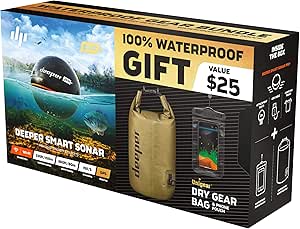 Deeper Summer Bundle Écoscandale Portable, Noir, Unique, le Deeper Sonar Pro+, ainsi qu’un sac étanche et un étui de téléphone