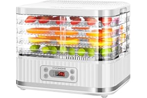 VIVOHOME Essiccatore Elettrico con 5 Vassoi 400W con Timer Digitale 72 Ore e Regolazione Della Temperatura per Frutta Verdura Carne Secca Erbe Manzo Funghi