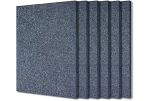 BXI Sound Absorber - 400 X 300 X 9mm 6 Pcs High Density Acoustic Absorption Panel, Sound Absorbing Panels Reduce Echo Reverb, Tackable Acoustical Felt Tiles for Ceiling and Wall Decoration