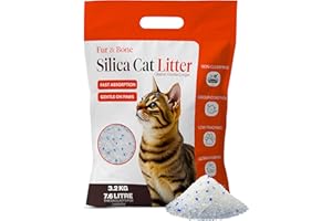 Fur & Bone 7.6L Silica Cat Litter - Non-Clumping Cat Litter Crystals - Ultra Absorbent, Fast-Drying & Low-Dust, Odor Control Crystal Granules, Easy to Clean for Housetraining Cats and Kittens