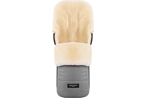 WERNER CHRIST BABY, Lammfell-Fußsack FLIMS – warmer Buggy, Kinderwagen-Fußsack (Kinder ab 6 bis 36 Monate) aus medizinischem Fell, universal mit Langsschlitzen in Grigio (grau-meliert)