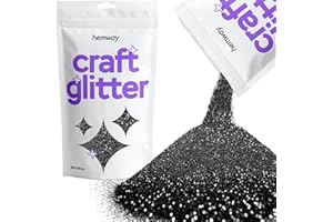 Hemway Craft Black Glitter 100 g 3,5 oz Microfin 1/256" 0.1mm 0,004" pour Artisanat Arts Gobelets en papier de verre Décorations projets de bricolage