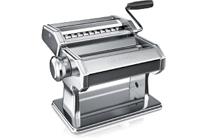 Arendo Pastamaskinen – Rostfritt stål – pastapress – 7 justerbara tjocklekar – manuell – tillbehör för spaghetti Fettuccine T