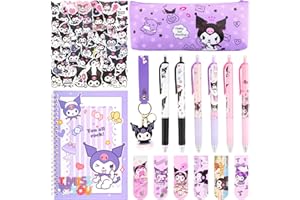 AINVLIYA st Kawaii Stationery Set, Cute Stationary School Supplies Purple Girls Stationary Gift Sets with Gel Pens Pencil Case Notebook Stickers Bookmarks Keychains Back to School Gift for Girls Boys Kids