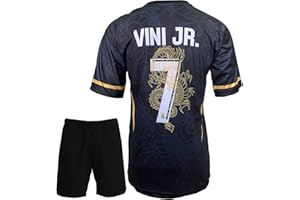 Gokaynex Vini Jr. R.R.Madrid #7 smok retro limitowana edycja trykotu dla dzieci i spodenek, koszulka sportowa, koszulka treningowa, dziecięca koszulka z krótkimi fanami piłki nożnej (4-13 lat)