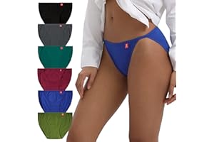 INNERSY Majtki damskie bawełniane slipy z wysoką nogawką, hipsterska bielizna damska, majtki sportowe, 6 sztuk