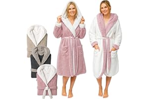 CalmyLIFE Bademantel Damen flauschig Morgenmantel - mit Wendefunktion kuschelige Bademäntel mit Kapuze Kuschelbademantel