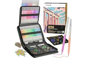 ZSCM Carnet de croquis en papier noir et 48 stylos gel acrylique pour dessin, stylo à encre acrylique à pointe fine de 1 mm, encre d'archivage opaque pour papier noir, dessin, croquis