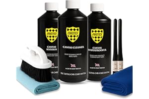PROTEX Convertible Soft Top Care Kit with Canvas Cleaner, Restorer (Black) & Waterproofer - 500ml, Giant Microfibre Towel, Brushes and Microfibre Clothes - COMPLETE KIT
