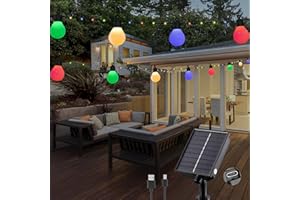 Tacobey Guirlande Exterieur Solaire avec 20 Blanc G40 Ampoules, 10M 100 LED Guirlande Lumineuse Solaire 8 Modes, Etanche, Décoration pour Jardin, terrasse, Balcon (Multicolore)