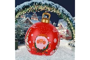 FADCAER Bola inflable de Navidad de 23.6 pulgadas, bolas de Navidad gigantes para exteriores, bola inflable decorada para árbol de Navidad, bolas inflables de PVC, decoración al aire libre (rojo)