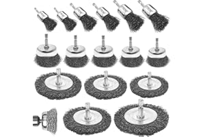 XNZMYN 16 Piezas Cepillo de Alambre para Taladro, 6 mm Cepillo Metalico Limpieza, 19-100 mm Wire Brush Set, Cepillo Abrasivo para Taladro para EliminacióN de óXido, CorrosióN, Pintura
