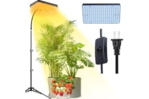‎GROCRUISER EU-Eurostecker LED Pflanzenlampe mit Ständer, 25 Watt Vollspektrum Grow Lampe, 12"-48" Höhenverstellbare Pflanzenlicht mit Stativ für Zimmerpflanzen, Daisy Chain Funktion, Einfachste Montage