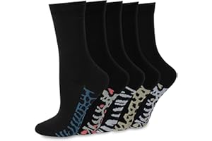 Socksmad 5-Pair Women's Black Socks Multipack, (UK 4-7 Size) Crew Style, Honeycomb Soft, Breathable Cotton Sock for Ladies, All-Day Comfort, Perfect for Work, Casual Wear & Gifting, Styled in England