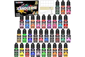 FansArriche Colorante para Velas - 32 Colores de Colorante Líquido para la Fabricación de Velas - Colorante de Cera de Alta Concentración para Cera de Soja y Cera de Parafina - 10 ml cada uno