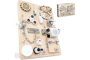 Tiny Nomads Montessori Busy Board motorikbrett ab 1 2 3 4 Jahr - aktivitätsbrett für Baby Sensorik Activity Board holzspielzeug Autismus & ADHS geeignet