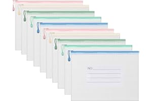 ‎FYY FYY Dokumententasche A6-10 Stücke A6 Datei Taschen mit Reißverschluss, Mesh Kunststoff Reißverschlusstasche für Datei, Papier, Dokumente, Kosmetika, Hausaufgaben und Reisezubehör (A6 Label-Tasche)