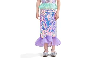 Miipat Jupe Fille Paillettes Enfant Jupes Sirène avec Doublure Taille Élastique Glitter Jupe Queue de Sirène pour Petite Fille Anniversaire Fête Plage