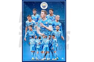 Be The Star Posters Manchester City Montage 21/22 Poster A3 - Sous licence officielle Bleu 41,9 x 29,7 cm