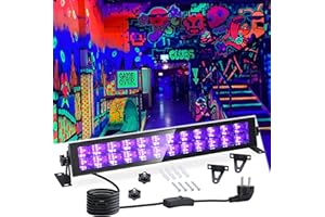 VAYALT Lampada a luce nera UV, 48 W, USB UV, luce nera, 385-400, colore nero, tubo di luce UV con interruttore per discoteca, feste luminose, accessori per feste, Halloween, decorazione per
