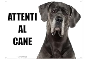 LOVELYTILES ALANO attenti al cane mod 1 TARGA cartello IN METALLO (15X20)