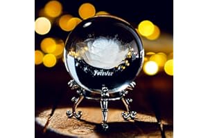 HDCRYSTALGIFTS Pisapapeles de bola de cristal de 60 mm 3D tallado interior con soporte Fengshui decoración del hogar