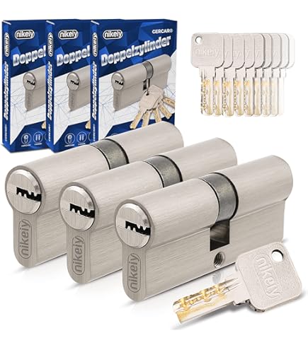 5 gelijksluitende 60mm 30/30 cilinders 3 knop 2 zonder 6 sleutels. - /knopcilinders