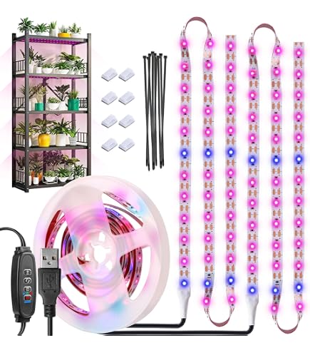Pflanzenlampe LED CNMTCCO 80 LEDs - Lampe De Croissance Plantes 4 Tubes, 3 Modes Lumière, Timer 3/9/12H, Réglable