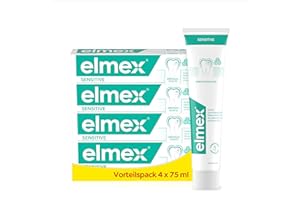 ‎ELMEX elmex Sensitive Toothpaste 4 x 75 ml - Gentle Teeth Cleaning and Protection for Pain-Sensitive Teeth - Clinically Tested for Strong Teeth and Against Caries